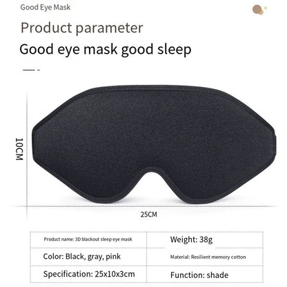 Jem Wellness Collection Soft 3D Sleep Mask for Light Blocking and Comfortable Rest Black Colour Mask shown Product parameter Picture