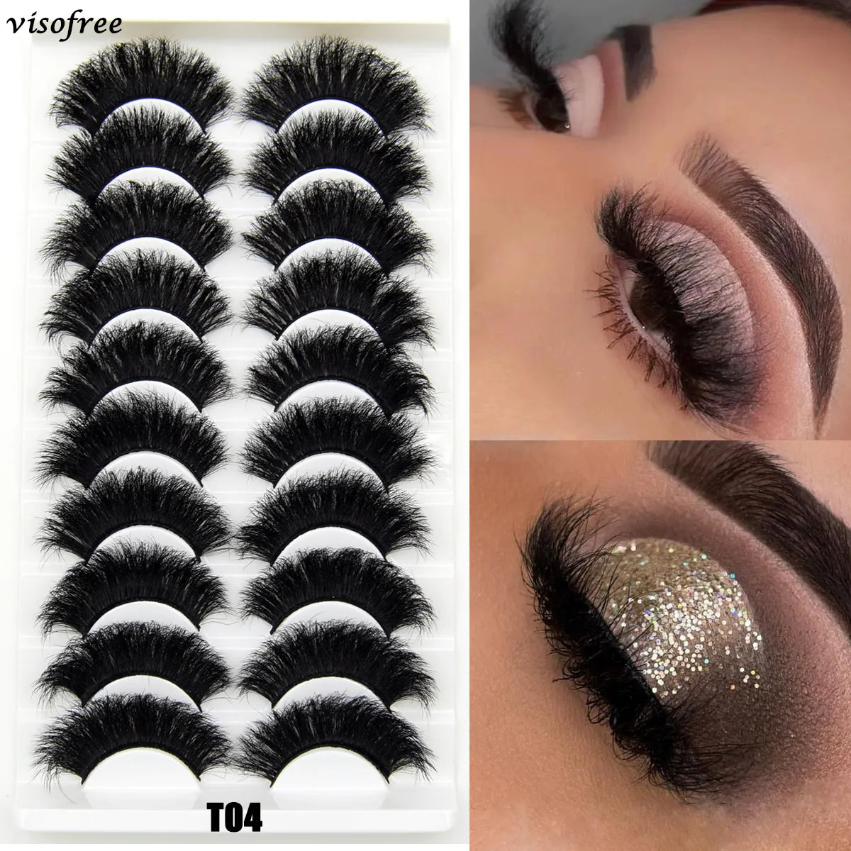 Jem Wellness Collection Voluminous 3D Mink Eyelashes for a Bold, Dramatic Look Picture of a woman eye after installation the voluminous eyelasth open and close