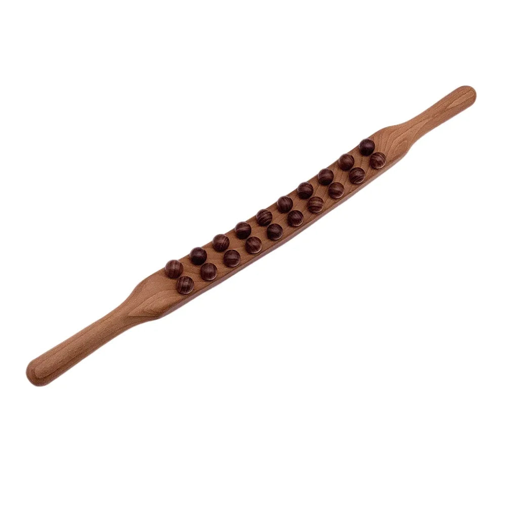 Massage Therapy 20 Beads Natural Wood Handheld Massager Therapy Stick Picture of the Brown Colour Sticks Offers