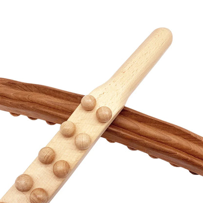 Massage Therapy 20 Beads Natural Wood Handheld Massager Therapy Stick Picture of the two alternative Colour Offers (white or brown Colour)