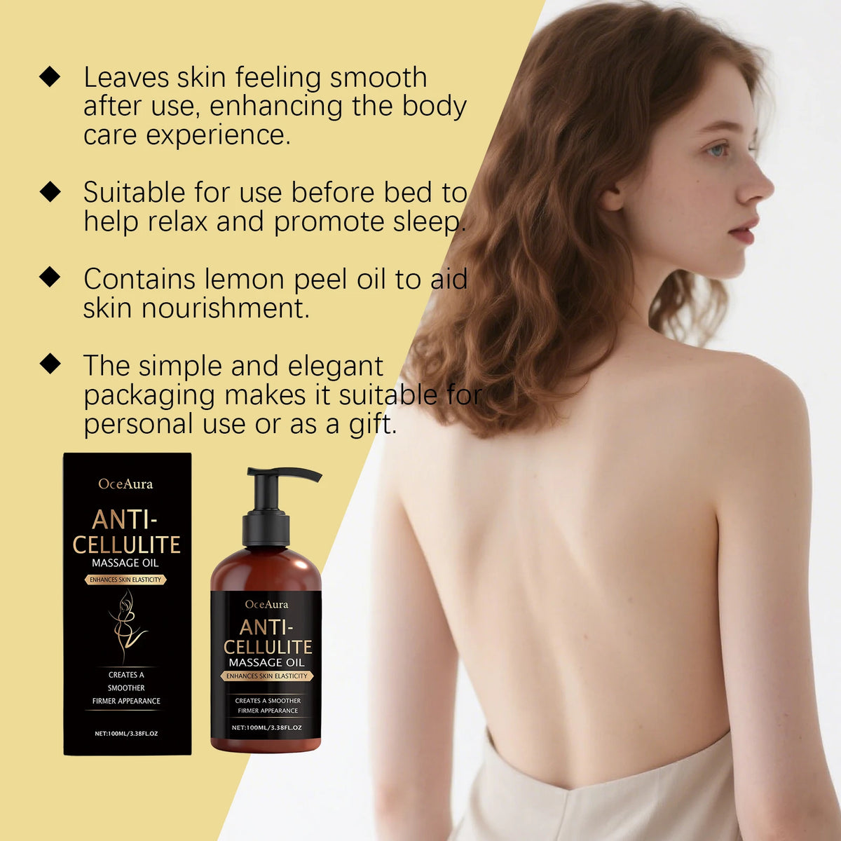 Massage Therapy Body Massage Oil with Lemon Grapefruit Peel Oil - Non-Greasy for Dry Skin