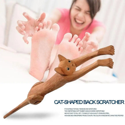 Massage Therapy cat-shaped back scratcher Sizes Picture of a naked woman use for her toes in the bathroom