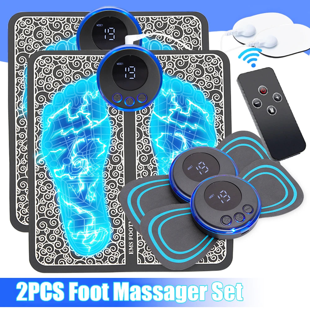 Massage Therapy Electric EMS Foot Massager + Pad (2 Pieces Foot massager Set Offers) shown