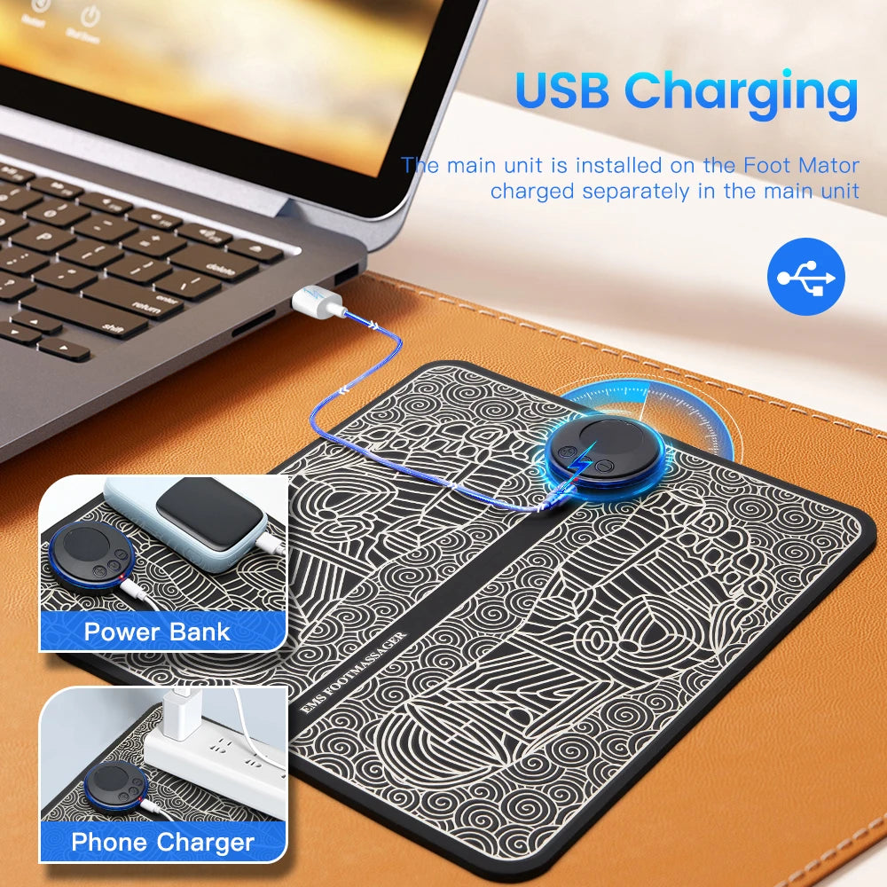 Massage Therapy Electric EMS Foot Massager + Pad (USB Recharging Picture)