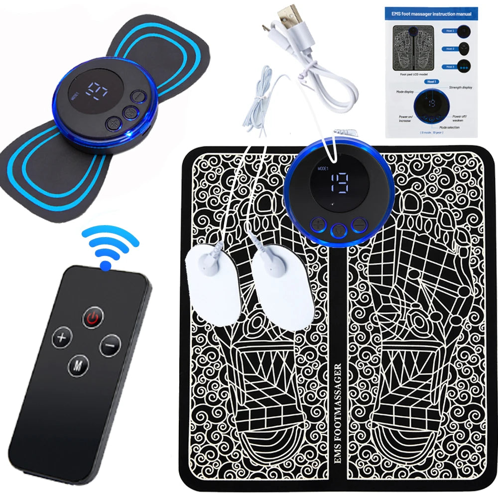 Massage Therapy Electric EMS Foot Massager + Pad + Telecommand Offers shown (USB cable, etc.)