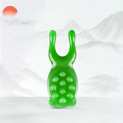 Massage Therapy Facial Massager Scraping Resin The 10 acupuncture points Green colour tool shown