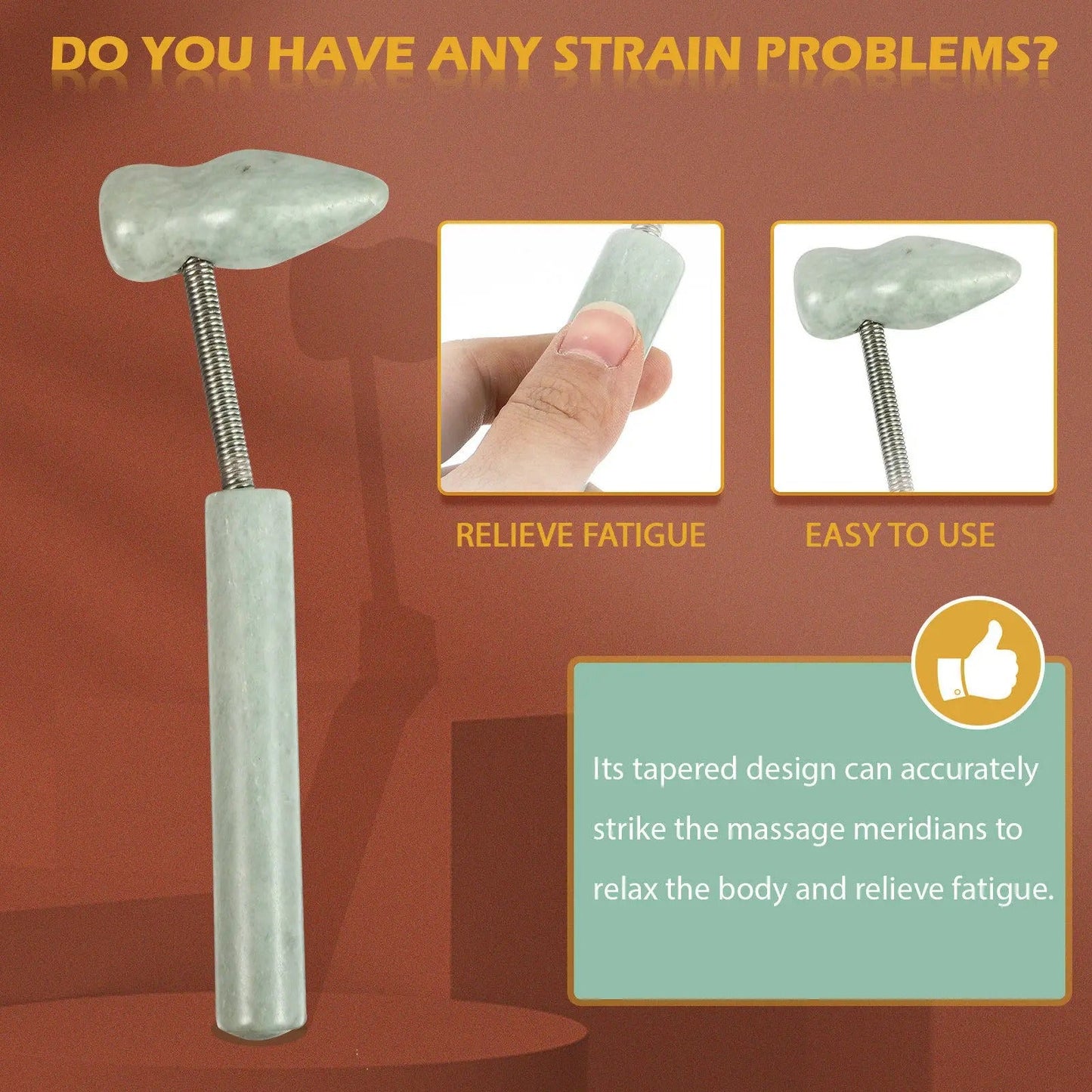 Massage Therapy Green Jade Stone Hammer Tool