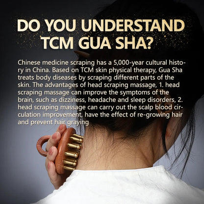 Massage therapy Head Massage Comb for Geisha Picture show a woman using the massager comb in her neck