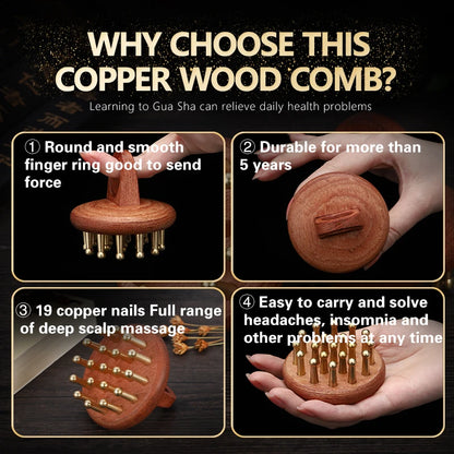 Massage therapy Head Massage Comb for Geisha Why choose this copper wood comb deep scalp massage, easy to carry, durable more than 5 years
