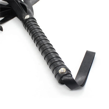 Massage Therapy Leather Whip Black Colour Details Handle shown 15 cm Length 