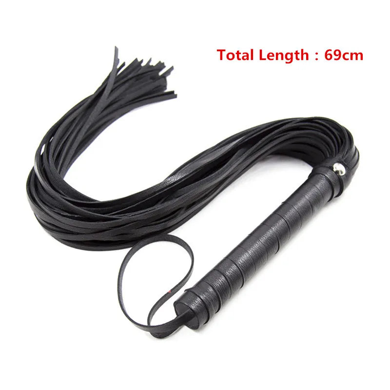 Massage Therapy Leather Whip Black Colour Length 69 cm Offers Sizes shown