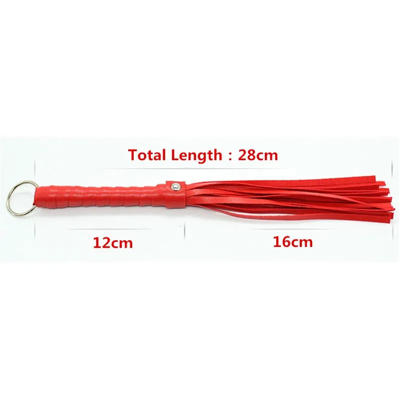 Massage Therapy Leather Whip Red Colour, length 28 cm Offers Sizes of handle 12 cm and whip shown
