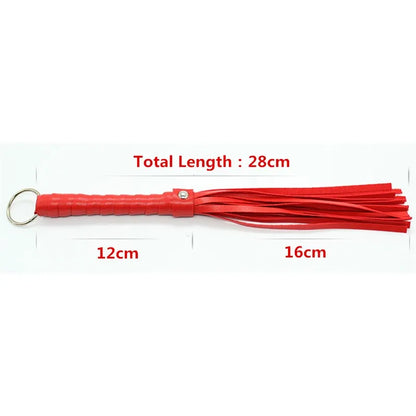 Massage Therapy Leather Whip Red Colour, length 28 cm Offers Sizes of handle 12 cm and whip shown