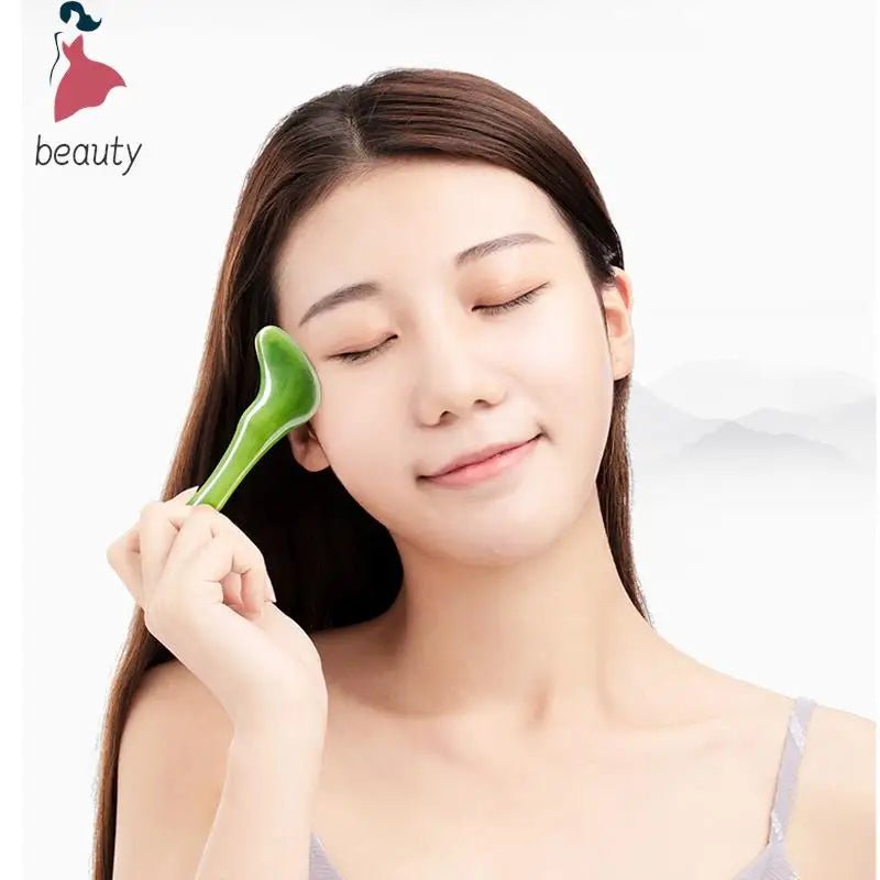 Massage Therapy Natural Green Colour Jade Stone Tools for Geisha