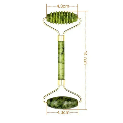 Massage Therapy Natural Jade Face Massager for Geisha 1 double sides rollers Green Colour stones Model B shown with sizes