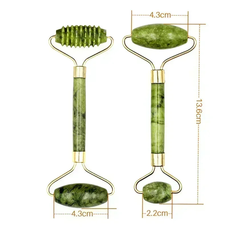 Massage Therapy Natural Jade Face Massager for Geisha 2 double sides rollers Green Colour stones G set Offers shown with sizes