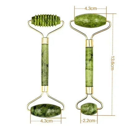 Massage Therapy Natural Jade Face Massager for Geisha 2 double sides rollers Green Colour stones G set Offers shown with sizes