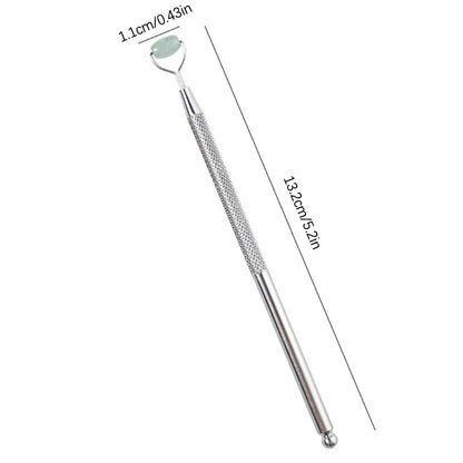 Massage Therapy Natural Jade Stone Face Roller Massager Geisha Size shown 5 inches by half an 0.43 inches