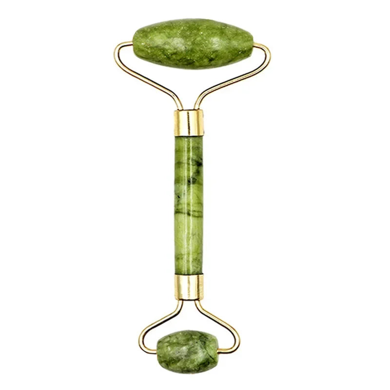 Massage Therapy Natural Jade Stone Face Roller Massager Geisha Picture of 1 face Roller two sides rollers green colour (handle in jade) 3 Green colour stones 
