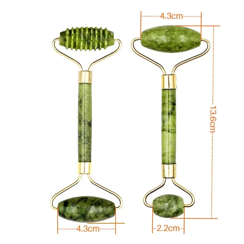 Massage Therapy Natural Jade Stone Face Roller Massager Geisha Picture of 2 face Roller two sides rollers green colour (handle in jade) 6 Green colour stones offers