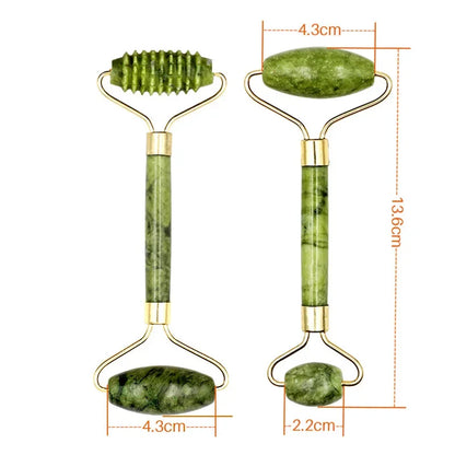 Massage Therapy Natural Jade Stone Face Roller Massager Geisha Picture of 2 face Roller two sides rollers green colour (handle in jade) 6 Green colour stones offers