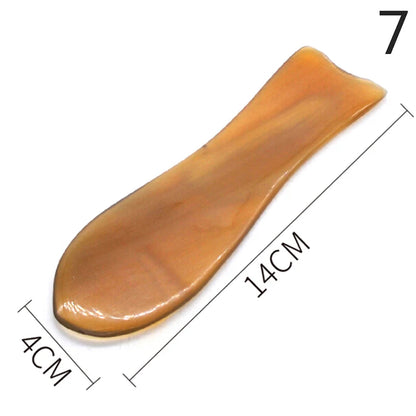 Massage Therapy Natural Stone Massagers Tools Picture of a light orange spoon curve tool sizes : 14 cm X 4 cm Model 7