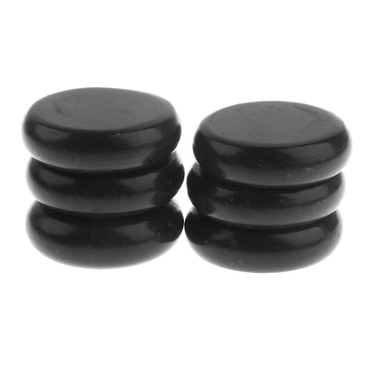 Massage therapy Natural Stone Set (6 pieces/set) 1 set shown 2 piles of 3 black colour stones