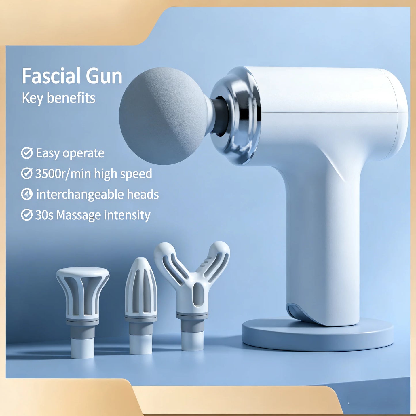 Massage Therapy Portable Massage Gun - 4 Interchangeable Heads & LED Display - Percussion Massager Details