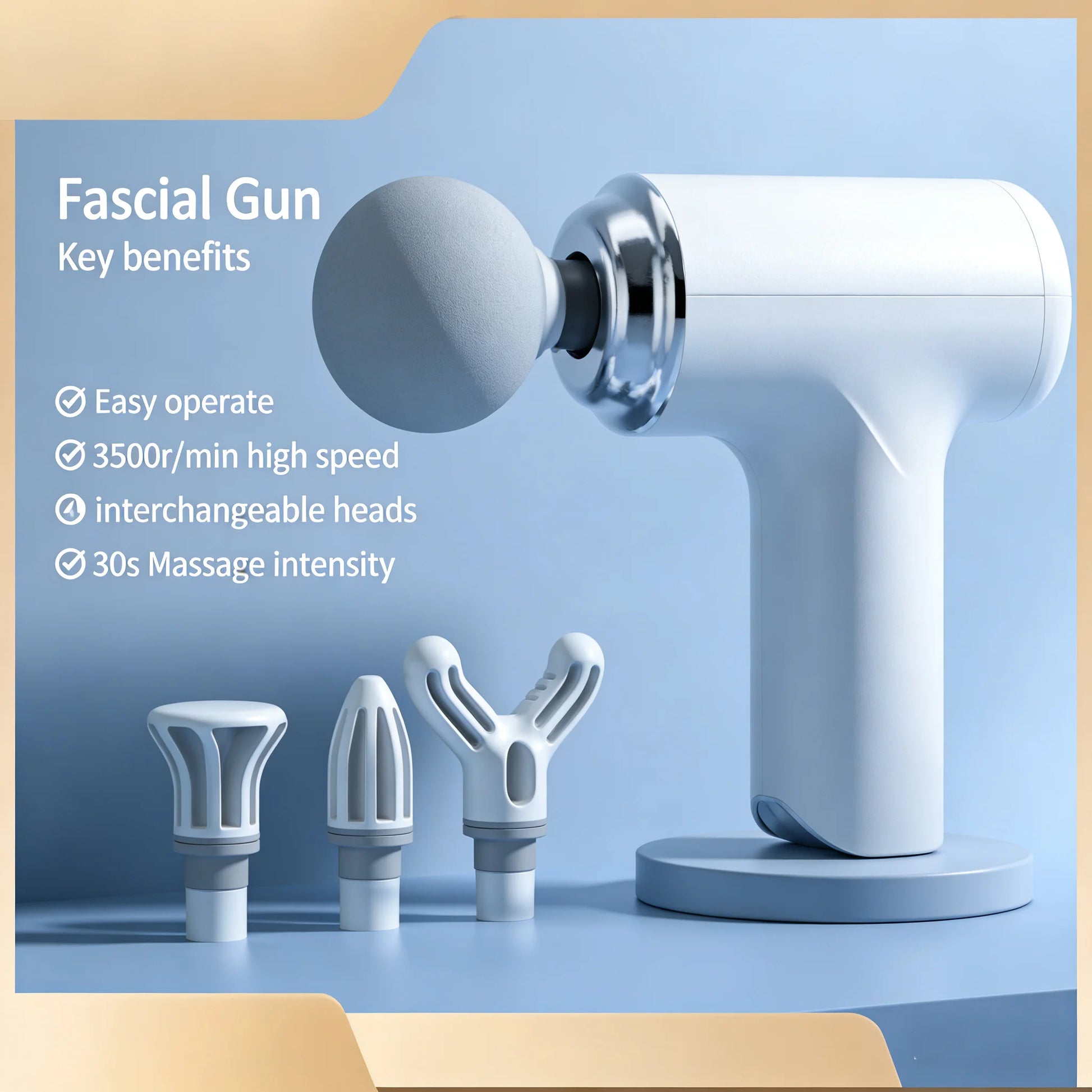 Massage Therapy Portable Massage Gun - 4 Interchangeable Heads & LED Display - Percussion Massager Details