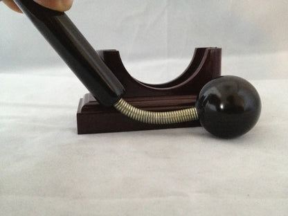 Massage therapy Sphere Black Jade Stone Hammer Tool Picture of the Hammer pressed to show the handle spring-loaded at the front of its base