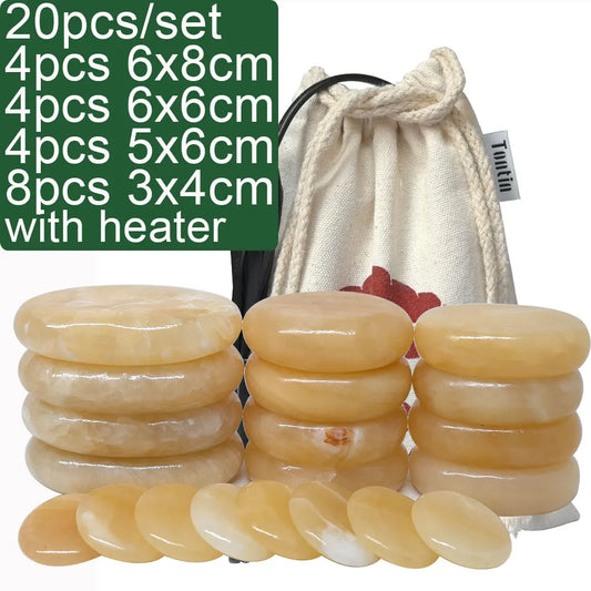 Massage Therapy Yellow Jade Quartz Hot stone massage set (20 pieces/set)