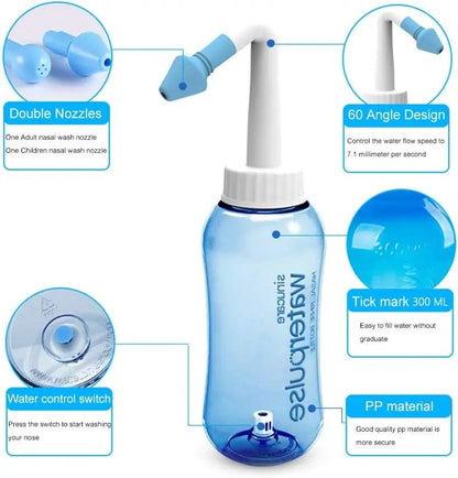 Medical supplies Equipment Nasal Irrigator Rinse bottles - To Avoid Rhinitis Sinusitis for adults and children (300 ml or 500 ml)