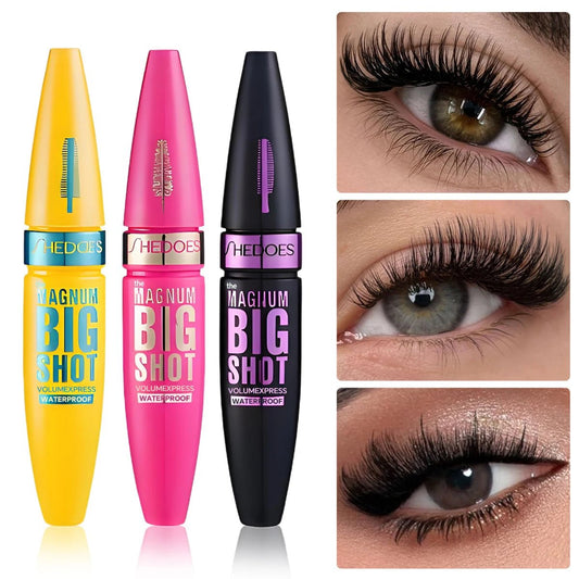Personal Health Care 4D Black Mascara - Long-Lasting, Volumizing for All Skin Types - Yellow- Pink - Black Colour