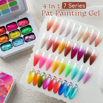 Personal Health Care 9 Colour Gradient Painting Gel Nail 4-in-1 Used For Gradient Nail Stamping Pattern