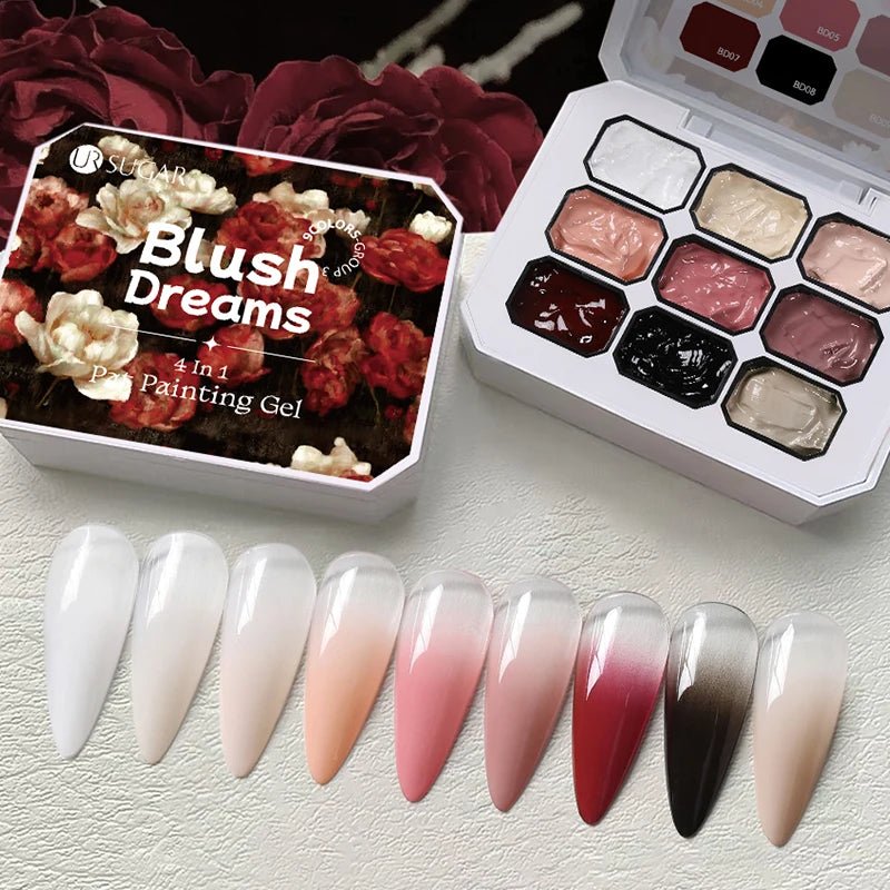 Personal Health Care 9 Colour Gradient Painting Gel Nail 4-in-1 Used For Gradient Nail Stamping Pattern