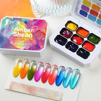 Personal Health Care 9 Colour Gradient Painting Gel Nail 4-in-1 Used For Gradient Nail Stamping Pattern