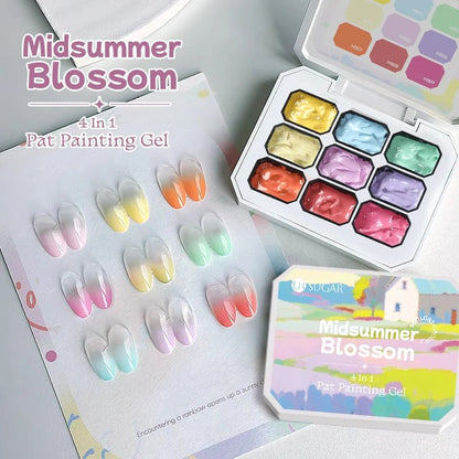 Personal Health Care 9 Colour Gradient Painting Gel Nail 4-in-1 Used For Gradient Nail Stamping Pattern