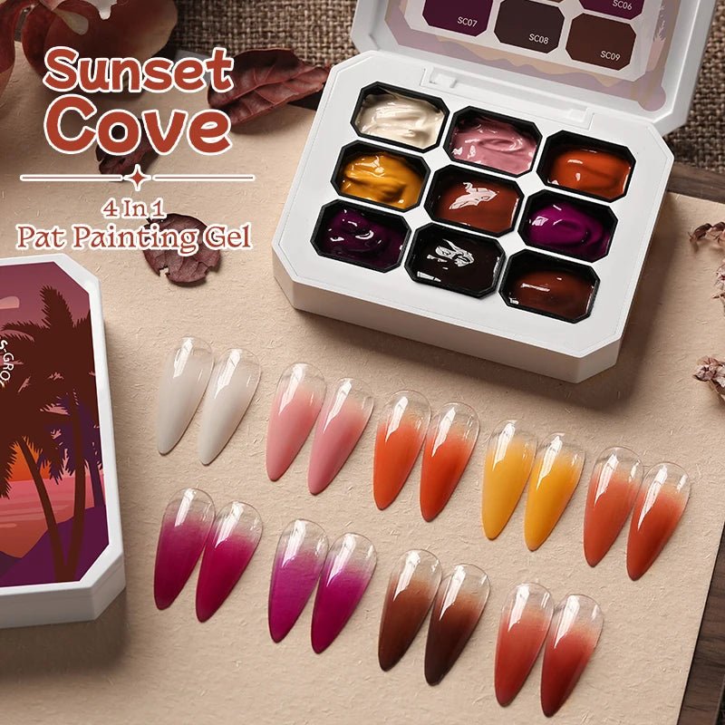 Personal Health Care 9 Colour Gradient Painting Gel Nail 4-in-1 Used For Gradient Nail Stamping Pattern