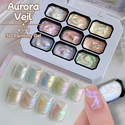 Personal Health Care 9 Colour Gradient Painting Gel Nail 4-in-1 Used For Gradient Nail Stamping Pattern