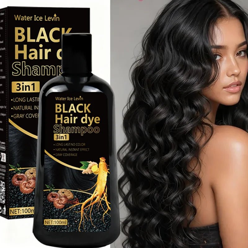 Personal Health Care Black Hair Dye Shampoo 3-in-1 with Ginger & Biotin - Long-Lasting Colour