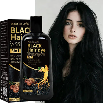 Personal Health Care Black Hair Dye Shampoo 3-in-1 with Ginger & Biotin - Long-Lasting Colour