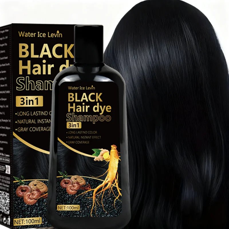 Personal Health Care Black Hair Dye Shampoo 3-in-1 with Ginger & Biotin - Long-Lasting Colour
