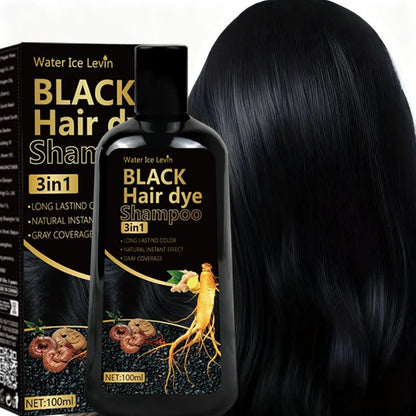 Personal Health Care Black Hair Dye Shampoo 3-in-1 with Ginger & Biotin - Long-Lasting Colour