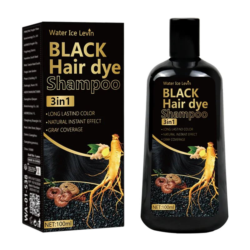 Personal Health Care Black Hair Dye Shampoo 3-in-1 with Ginger & Biotin - Long-Lasting Colour