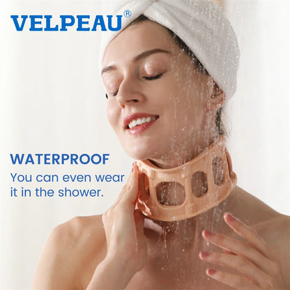 Personal Health Care Cervical Collar Neck Support Breathable Silicone details waterproof woman under the shower wearing the product picture