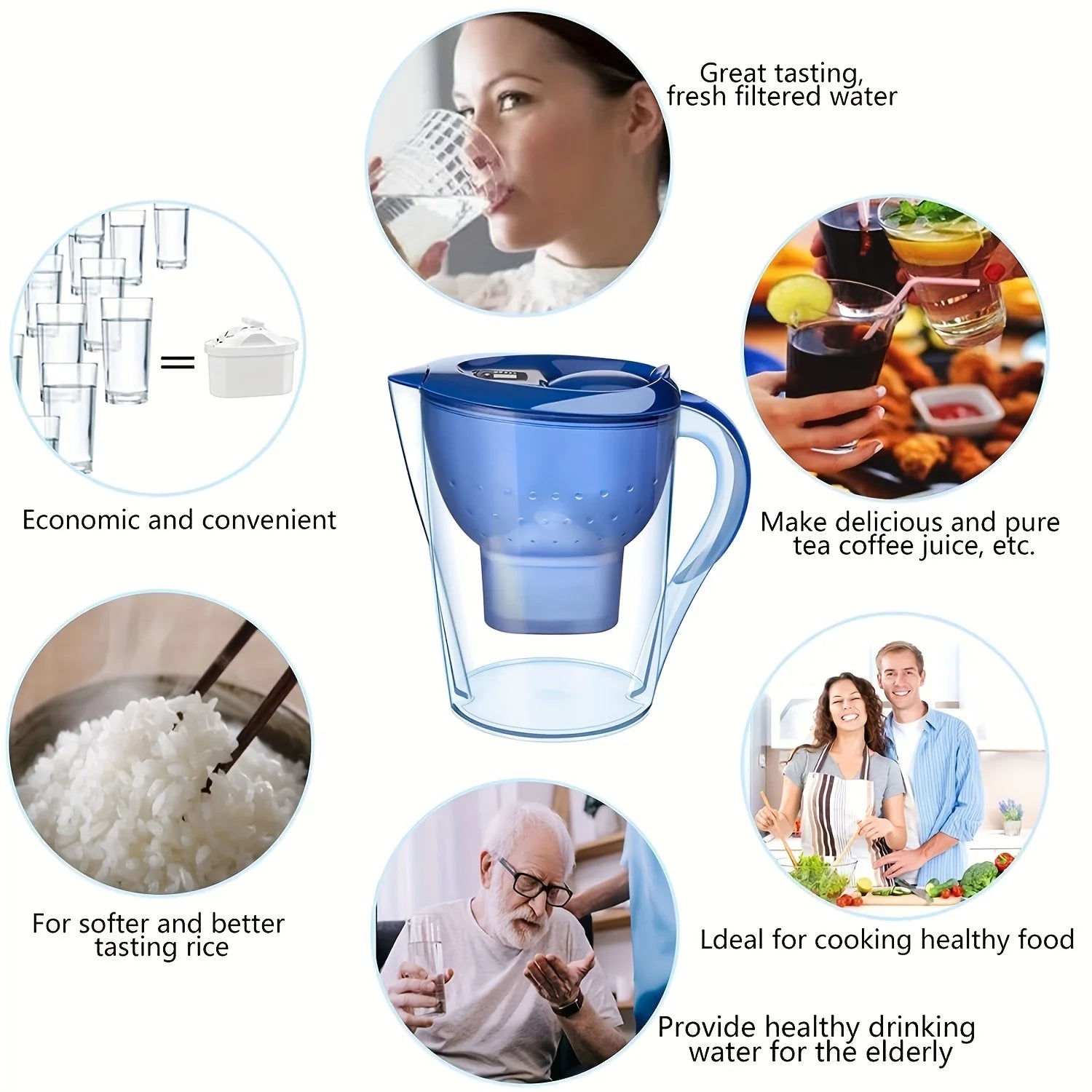 Personal Health Care Charcoal Filter Water Purifier with 3 Filter Device - Alkaline - Activated Carbon and Timer 3.5 L
