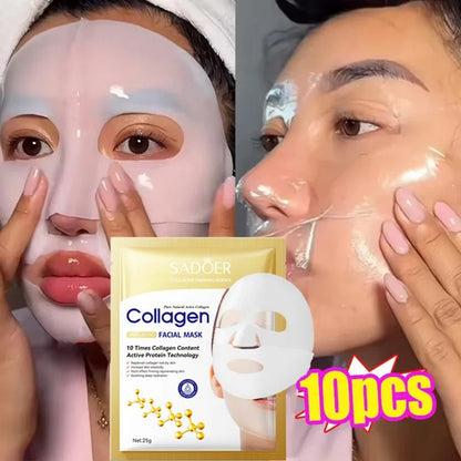 Personal Health Care Collagen Anti-Wrinkle Facial Mask Anti-Aging, Korean Skin Care (10 Pieces)