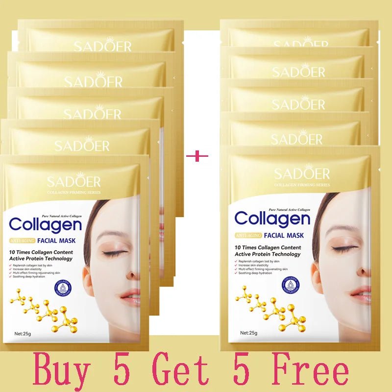 Personal Health Care Collagen Anti-Wrinkle Facial Mask Anti-Aging, Korean Skin Care (10 Pieces)