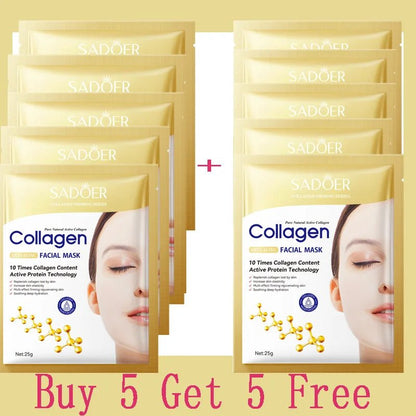 Personal Health Care Collagen Anti-Wrinkle Facial Mask Anti-Aging, Korean Skin Care (10 Pieces)