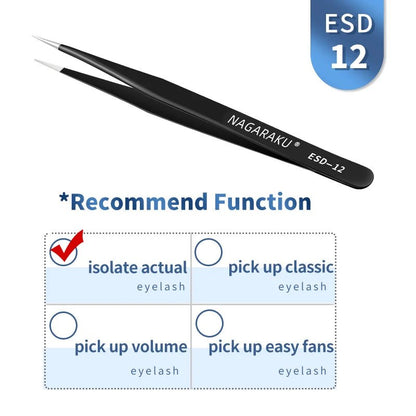 Personal Health Care Eyelash 3D Extension Tweezers - Stainless Steel - Accurate Clip
